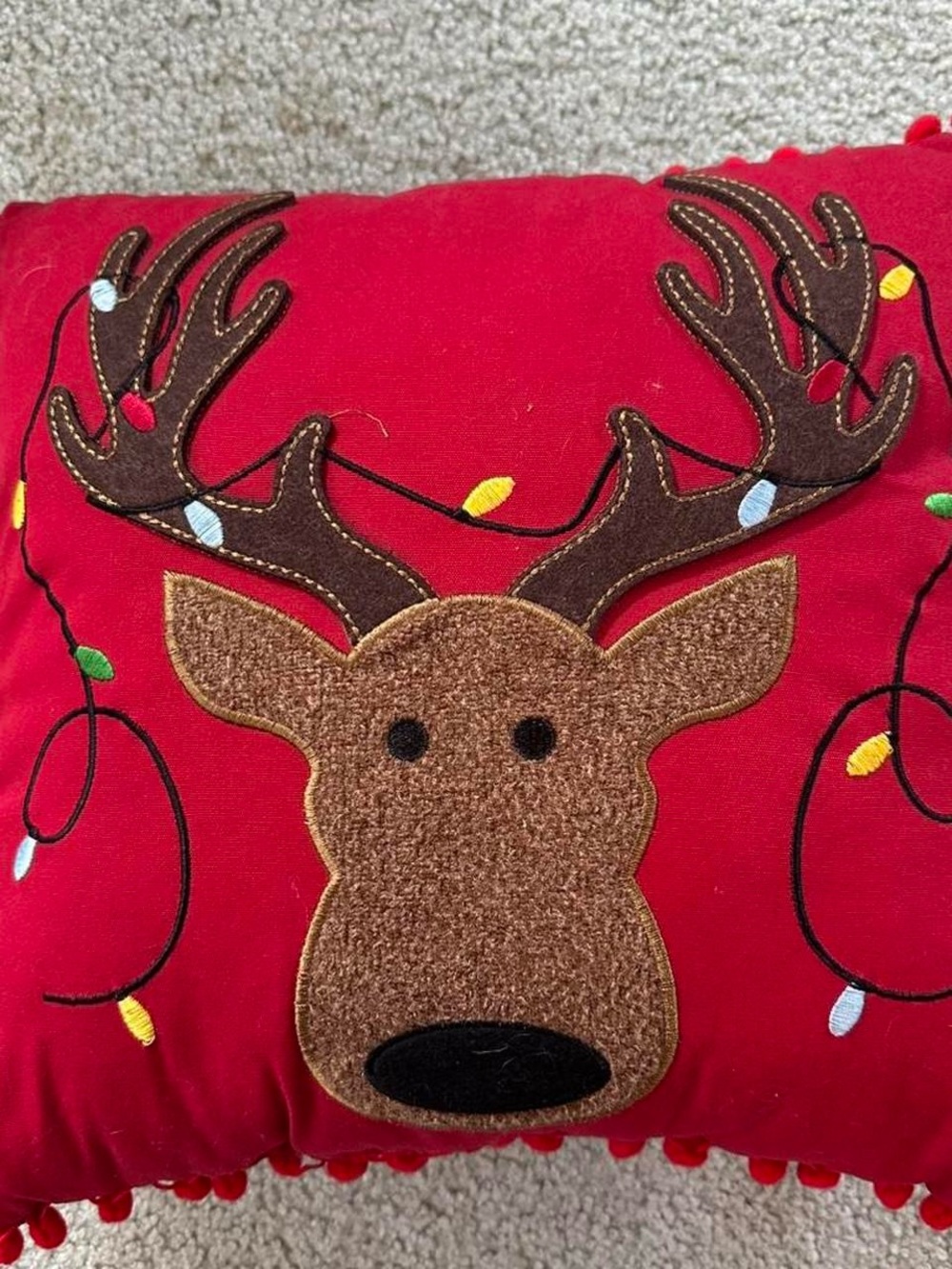 Holiday Reindeer Decorative Pillow - Red